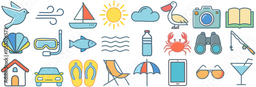 BEACH set icons - sea home vacation, perfect for multimedia and social media 