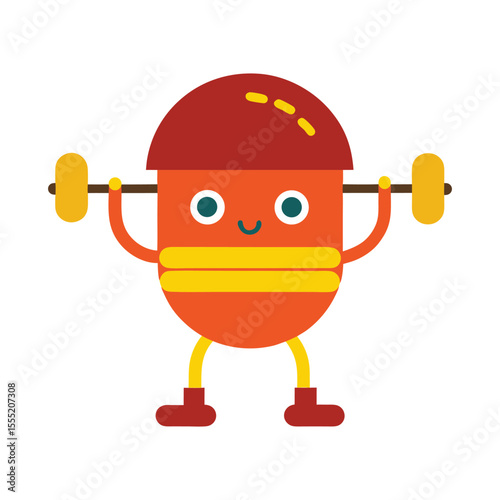Strong burger mascot lifting weights Vector illustration