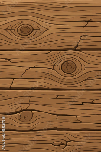 Rustic wood planks texture with detailed natural grain and cracks. Seamless wooden background vector pattern, cartoon illustration for game design, organic material concept, aged timber surface