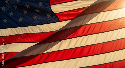 American Flag Majestic Stripes and Stars at Sunset