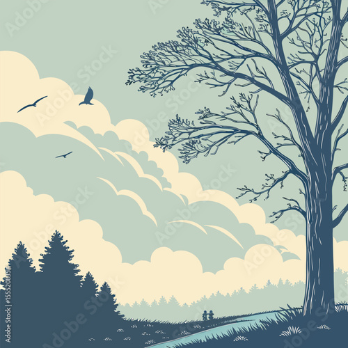 
Nature scene with tree and fullmoon at night and Digital art moon and tree wallpaper