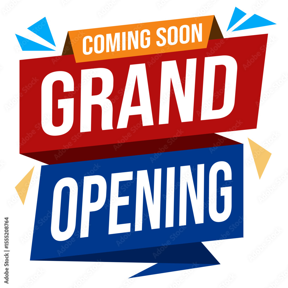 Fototapeta premium Grand opening promotional labels with modern ribbon design