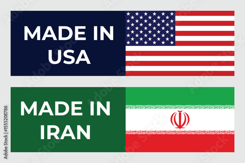 Illustration Vector Featuring USA and Iran Identity
