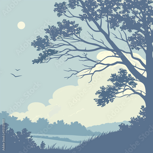 
Nature scene with tree and fullmoon at night and Digital art moon and tree wallpaper