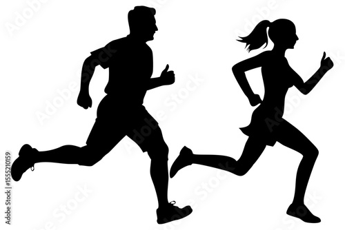 Running person silhouette in side view with athletic motion and clean minimal vector style
