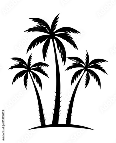 Clean palm tree silhouette collection with beach style for tropical design concepts
