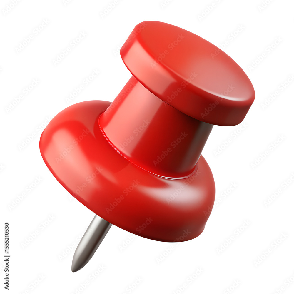 Red Push Pin, 3d rendering isolated on transparent background. Red Push Pin, 3d rendering isolated on transparent background.