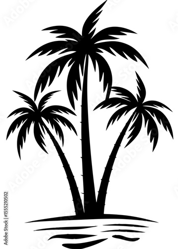 Minimal palm tree silhouettes with tropical beach feel in clean black vector style
