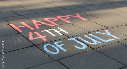 Happy 4th of July Chalk Message on Pavement