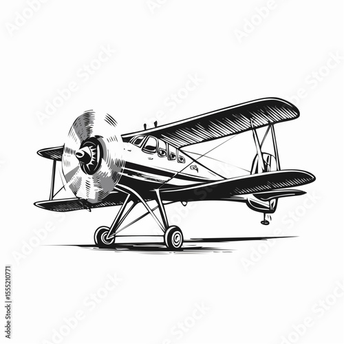 Vintage Airplane vector. Vintage Airplane Drawing Stock Illustrations on white background.