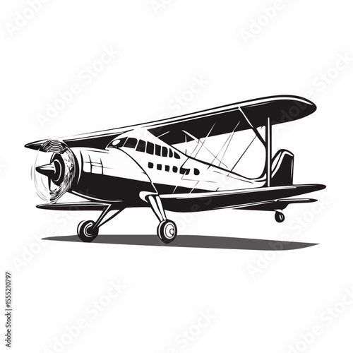 Vintage Airplane vector. Vintage Airplane Drawing Stock Illustrations on white background.