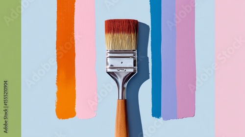 Paintbrush with colorful stripe background