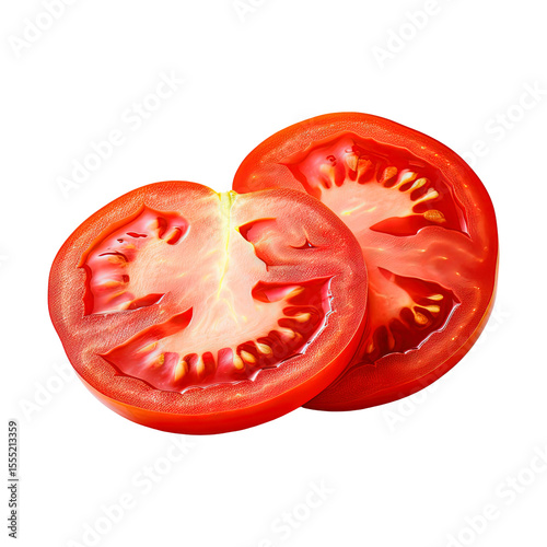 Wallpaper Mural Sliced fresh red tomato isolated on transparent white background, clipping path Torontodigital.ca