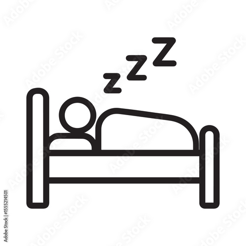 Black and White Graphic Illustration Depicting a Person Asleep in Bed Surrounded by Zzz Symbols Suggesting Sound Asleep