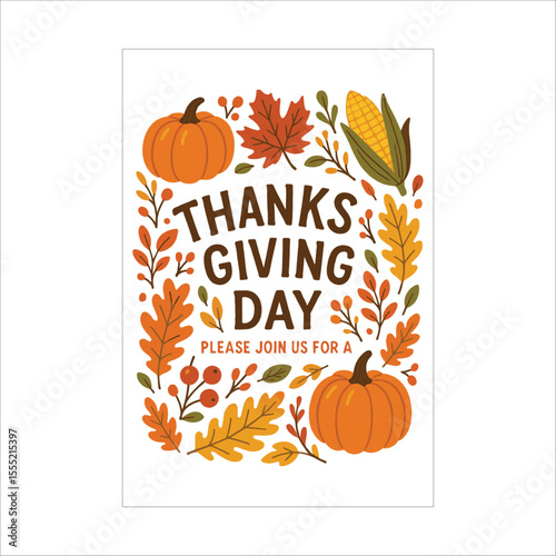 Thanks Giving Day Invitation Label Design Template