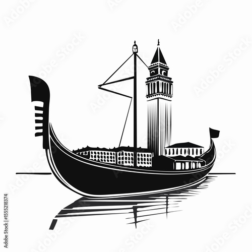 Venice Gondola Image vector isolated on white background.