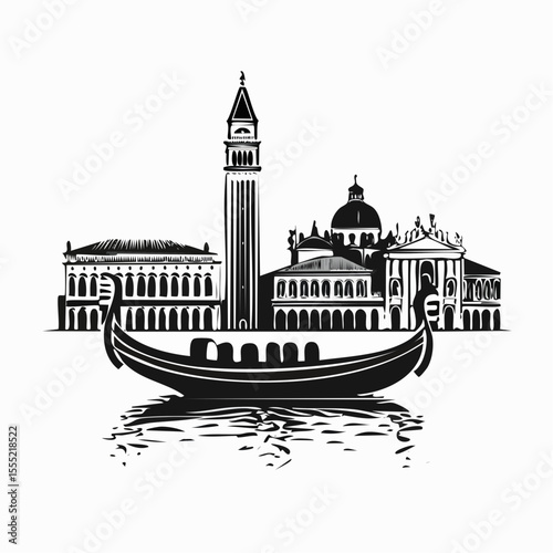 Venice Gondola Image vector isolated on white background.