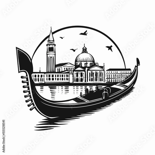 Venice Gondola Image vector isolated on white background.