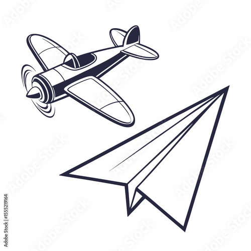 paper plane vector icon on white background