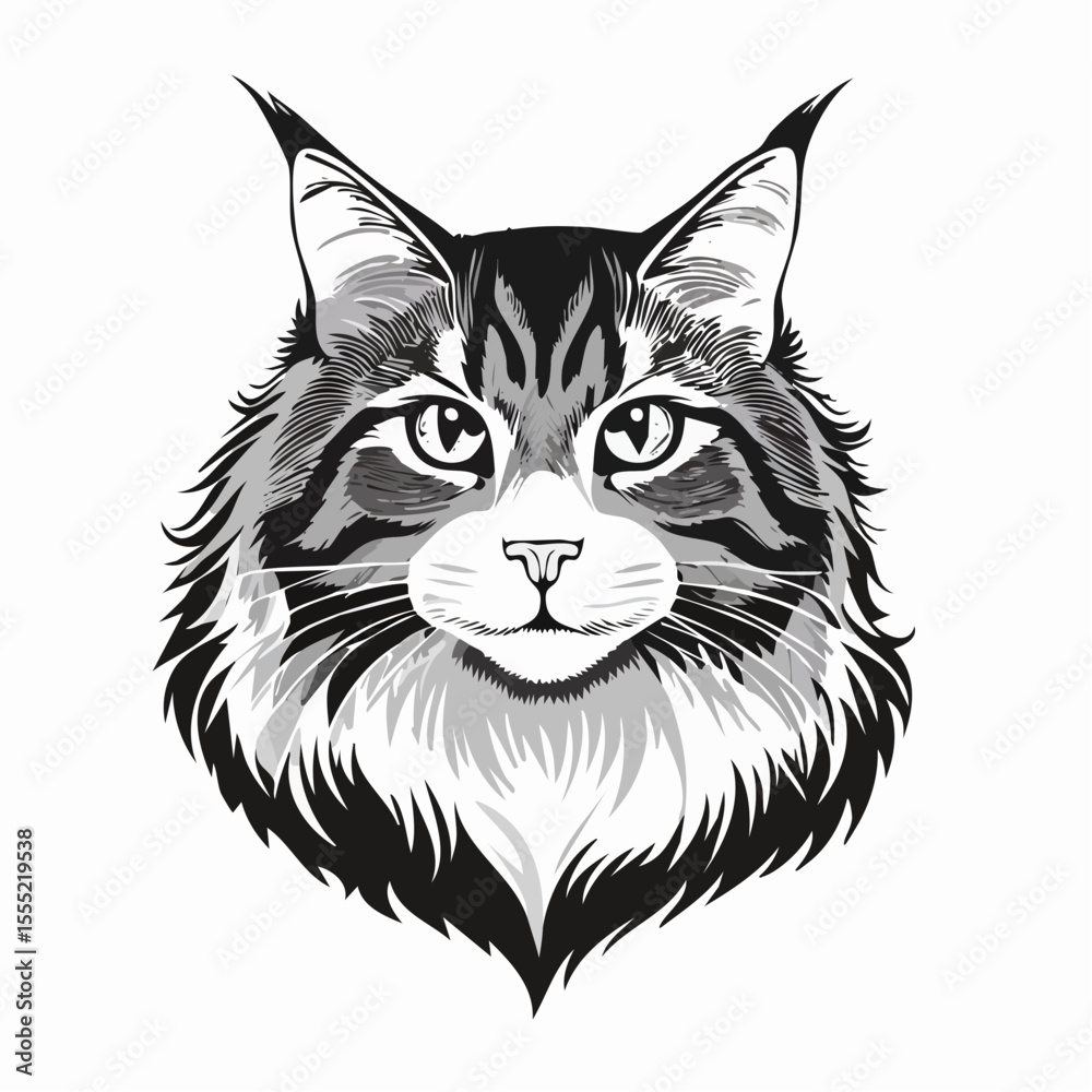 Fototapeta premium Norwegian Forest Cat Vector Image isolated on white background.