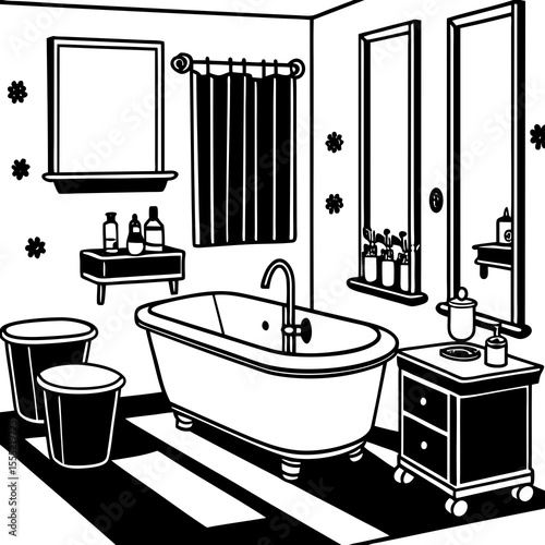 illustration of a bathroom with a shower
