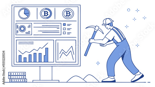 Bitcoin Miner Working with Data Analytics Dashboard.
