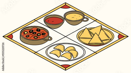 Assorted Dishes on a Decorative Tray.