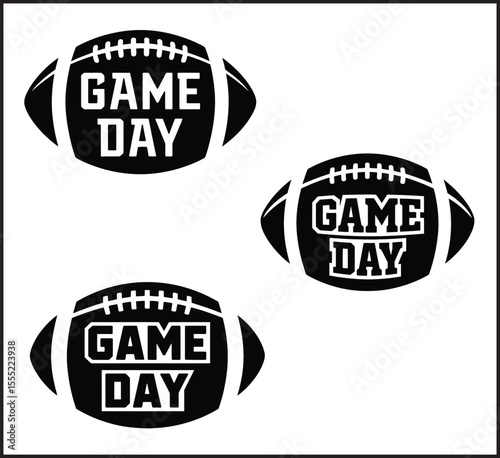Game Day American Football - Sports Event and NFL Match Competition Typography Vector Icon Set