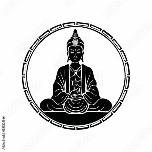 Silhouette Kwan yin Logo design Vector isolated on white background.