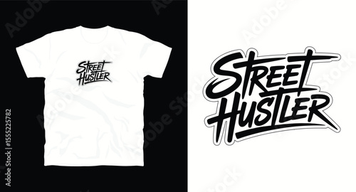 Street hustler typography graphic t-shirt design