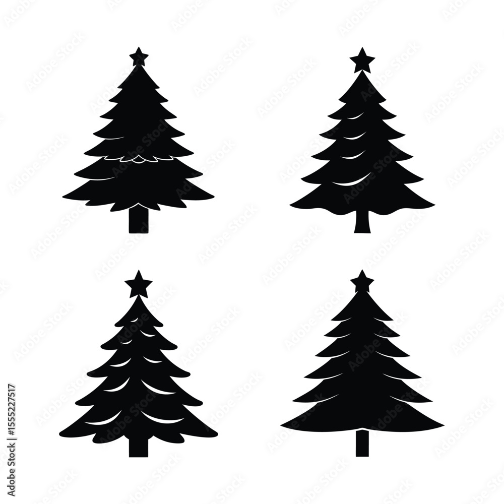 Obraz premium set of christmas trees silhouette on white background