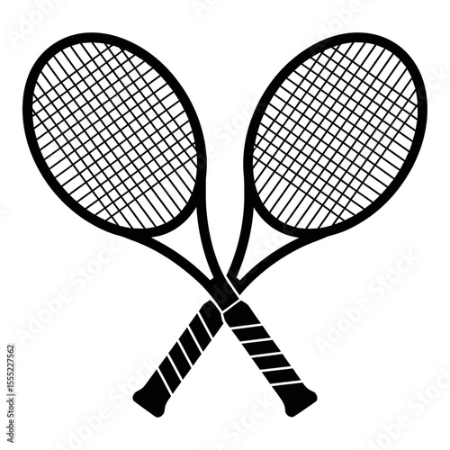 Crossed Tennis Rackets Icon - Tennis Racquet Sports Equipment Symbol