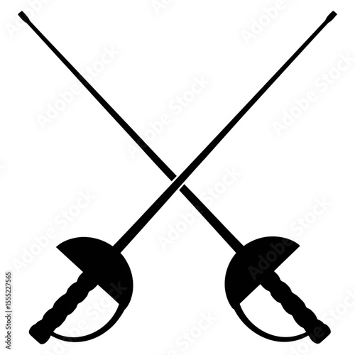 Crossed Fencing Swords Icon - Epee Foil Sabre Fencing Equipment Symbol