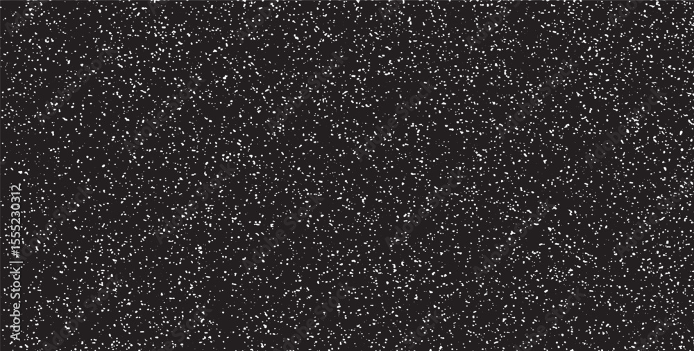 Fototapeta premium Snow, stars, twinkling lights, rain drops on black background. Abstract vector noise. Small particles of debris and dust. Distressed uneven grunge texture overlay.