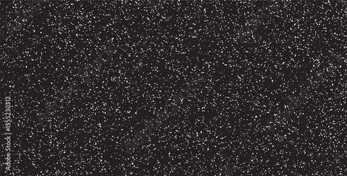 Snow, stars, twinkling lights, rain drops on black background. Abstract vector noise. Small particles of debris and dust. Distressed uneven grunge texture overlay.