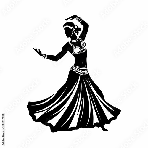 black silhouette belly dancer performing clip art preview