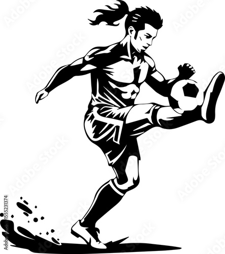 Dynamic Soccer Player Kicking Ball Silhouette

