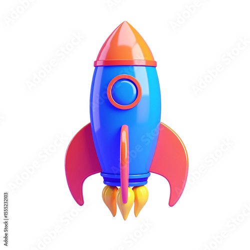 Rocket ship launching on transparent background.