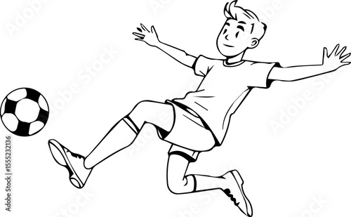 Happy Boy Playing Soccer


