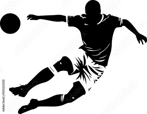 Dynamic Soccer Player Kicking Ball Silhouette

