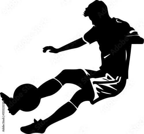 Dynamic Soccer Player Kicking Ball Silhouette

