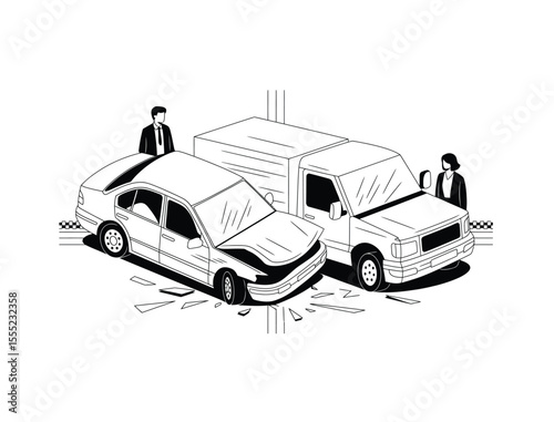 Accident vector in black and white color with white background.