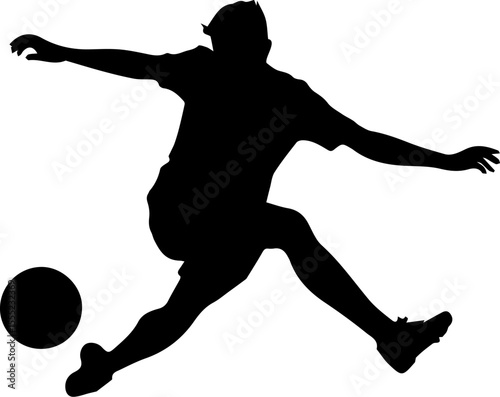 Dynamic Soccer Player Kicking Ball Silhouette

