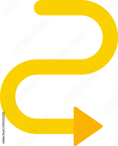 Wavy arrow vector shaped like the letter “S” indicating a serpentine directional path.