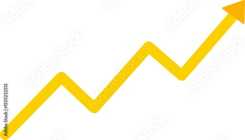 Arrow vector depicting an ascending zigzag line with alternating peaks and valleys.