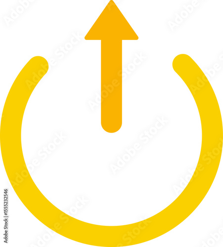 Circular vector with a single arrow extending outward from the perimeter.