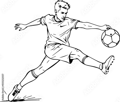 Dynamic Soccer Player Kicking Ball Silhouette

