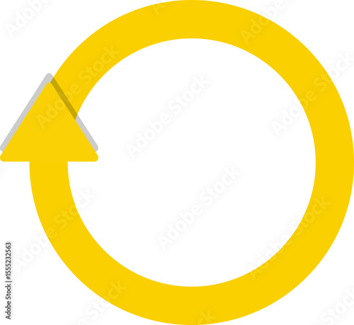 Circular vector with a single arrow and a drop shadow suggesting dimensional depth.