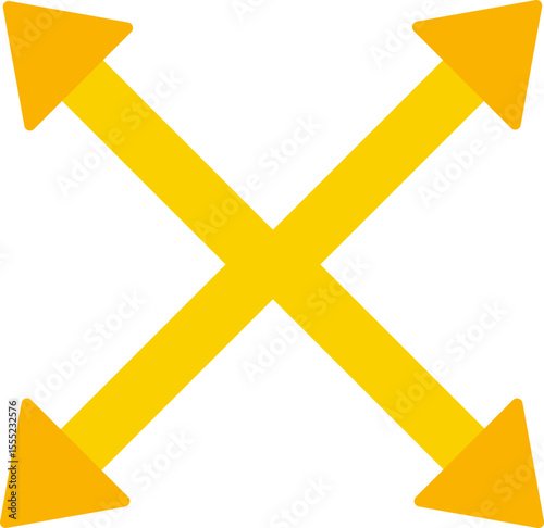 Cross formation with four arrows extending from each end to indicate outward divergence in multiple directions.