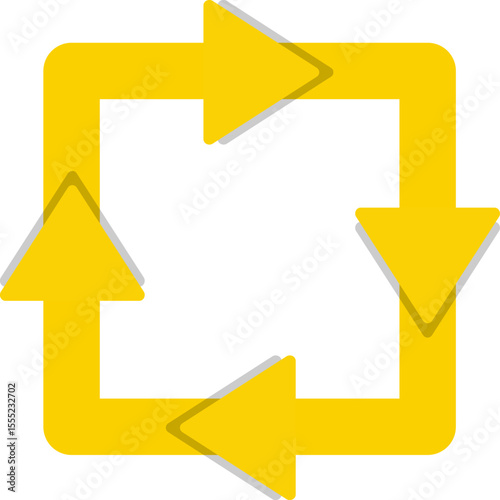 Square shape with four arrows pointing outward from each side to indicate direction in four paths.